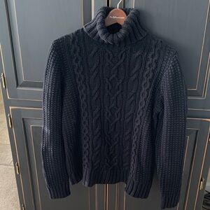 Polo by Ralph Lauren Women's Black Cable Knit Turtleneck Sweater